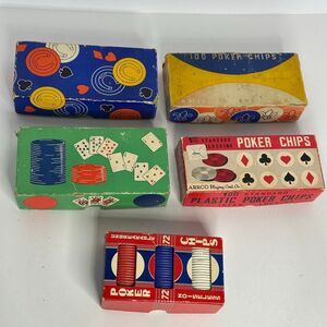 Lot of Vintage Paper Poker Chips Unbreakable and Noiseless